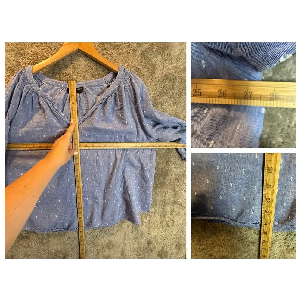 Lane Bryant Chambray Cotton Top Blouse Shirt Blue Popover Swing Size 22 24